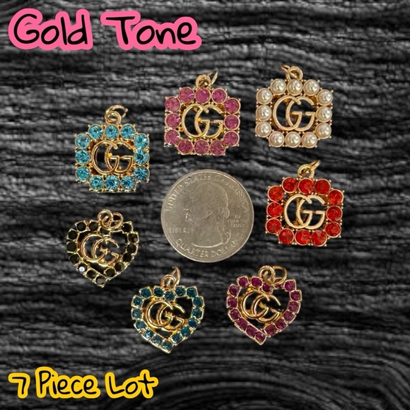 Handbags - 7 Piece GG Gold Tone Zipper Pull Button Charm Pendants